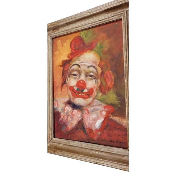 Vintage Circus Clown Original Oil Painting Signed Dorothy Gould Framed - Picture 4 of 6